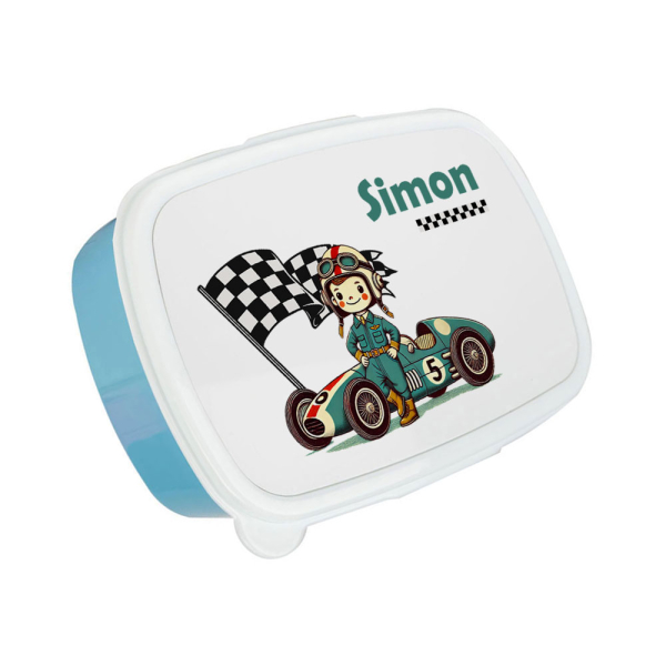 Afgedrukte broodtrommel van F1-coureur