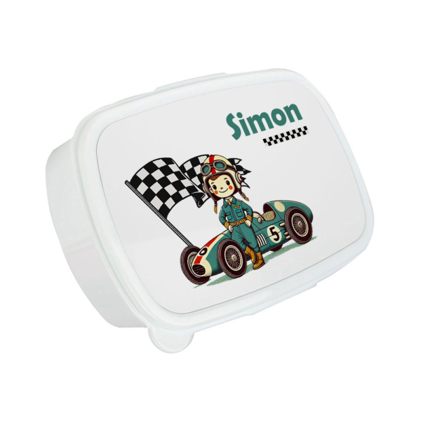 Afgedrukte broodtrommel van F1-coureur