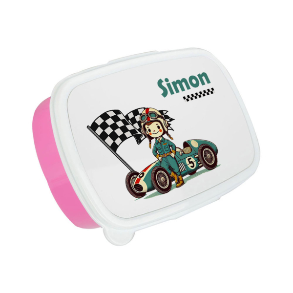 Afgedrukte broodtrommel van F1-coureur