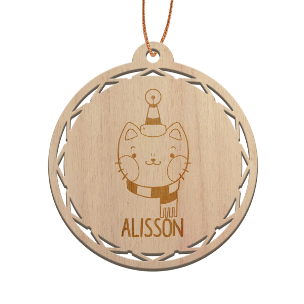 Houten kerstbal gepersonaliseerd voor kind