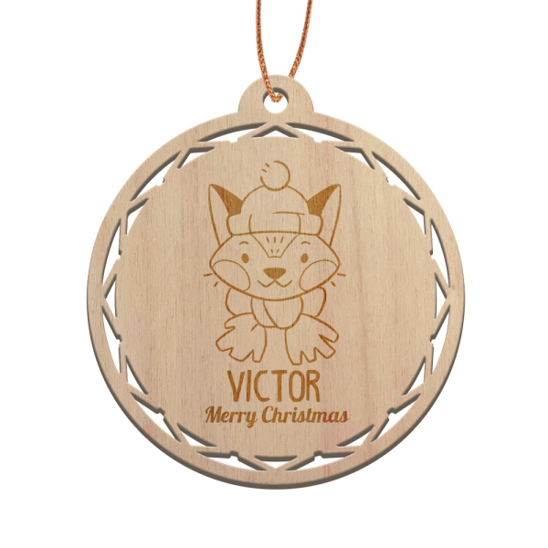 Houten kerstbal gepersonaliseerd voor kind
