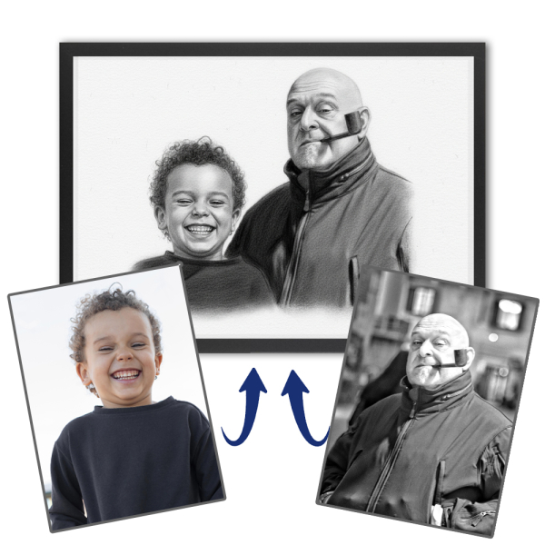 Fotomontage voor een portret in houtskoolstijl