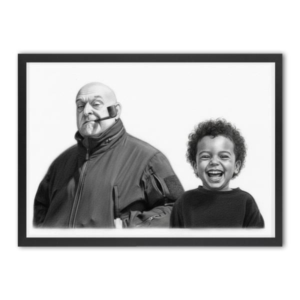 Fotomontage voor een portret in houtskoolstijl