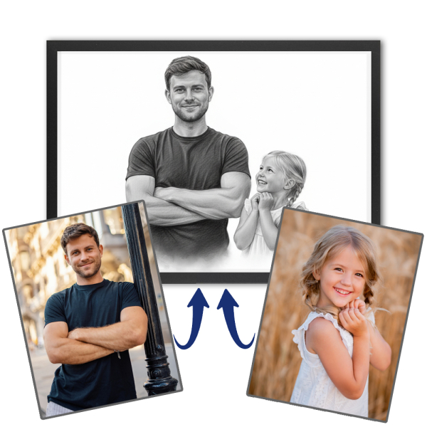 Fotomontage voor een portret in houtskoolstijl