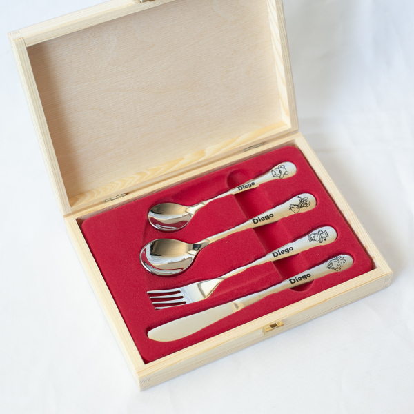 Gepersonaliseerd kinderbestekset Savanne met foto Gepersonaliseerd kinderbestekset Savanne met foto