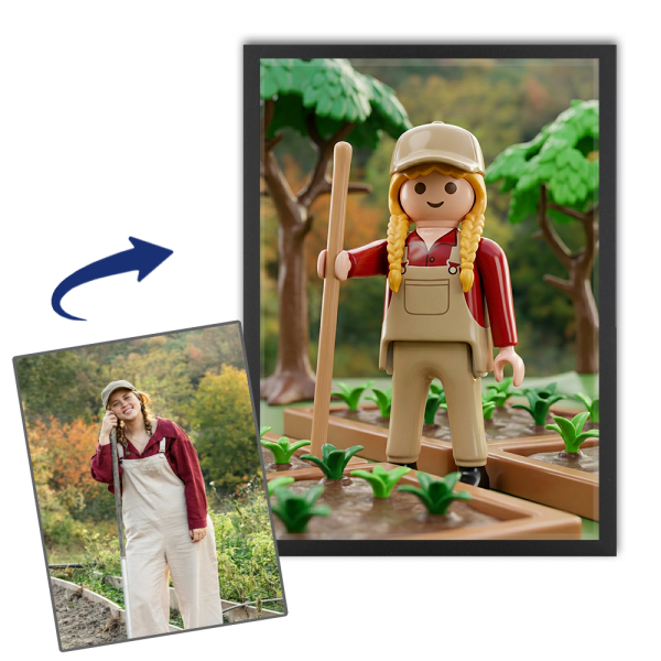 Gepersonaliseerd portret in speelgoedstijl op basis van een foto Gepersonaliseerd portret in speelgoedstijl op basis van een foto