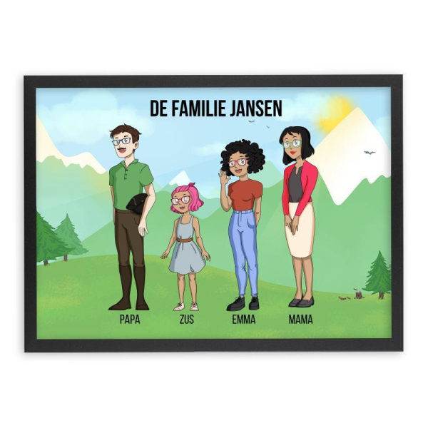 Gepersonaliseerde poster Manga Family