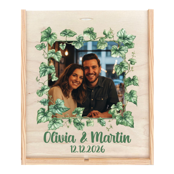 Geschenkdoos met 2 gepersonaliseerde wijnglazen met foto Geschenkdoos met 2 gepersonaliseerde wijnglazen met foto