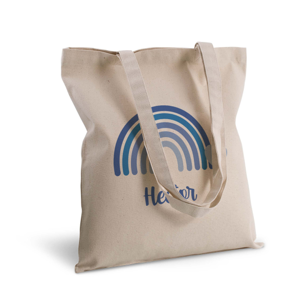 Katoenen tote bag bedrukt met regenboog