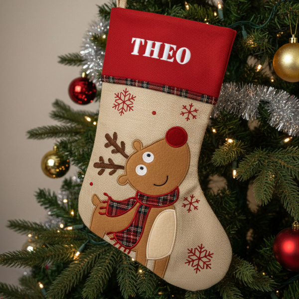 Kerstsok met linnenlook en Schotse bies