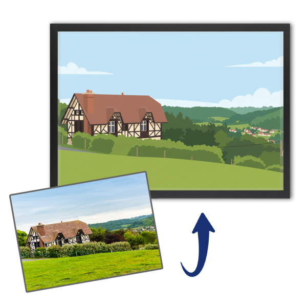 Portret van een huis in flat desig