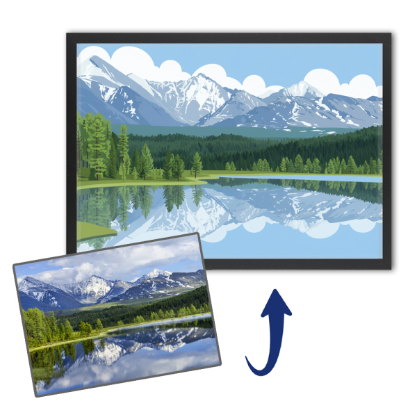 Geïllustreerd landschap in flat design volgens een foto