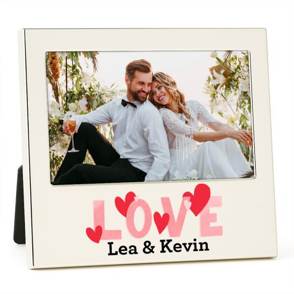 Persoonlijk gepersonaliseerd zilverkleurig fotolijstje Liefde