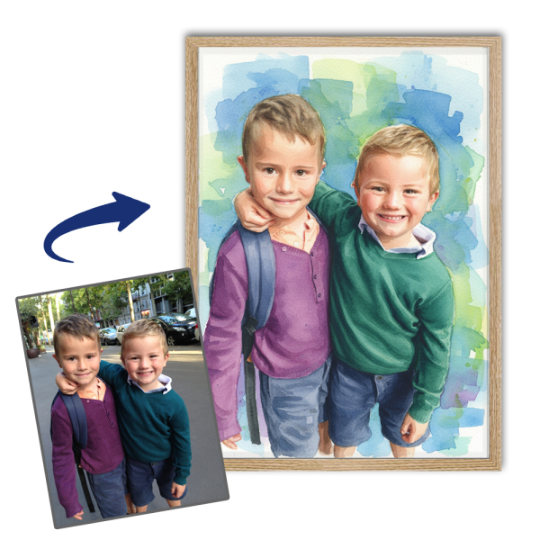 Aquarelportret gebaseerd op een foto
