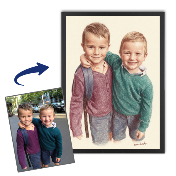 Portret in kleurpotloodstijl op basis van een foto