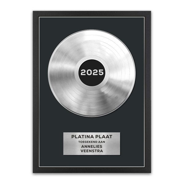 Poster gepersonaliseerd met gouden of platina plaat - ingelijst - platina