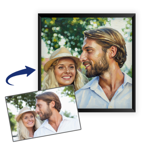 Portret in olieverfschilderstijl op basis van een foto Portret in olieverfschilderstijl op basis van een foto