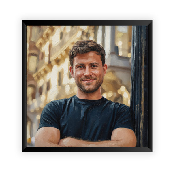 Portret in olieverfschilderstijl op basis van een foto Portret in olieverfschilderstijl op basis van een foto