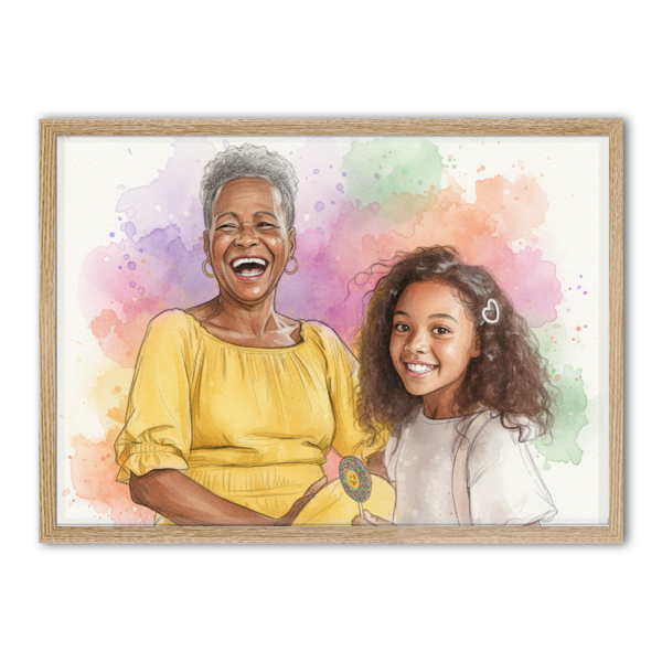 Portret in aquarelstijl na fotomontage