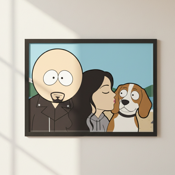 Caricatuur in eigenzinnige cartoonstijl naar een foto