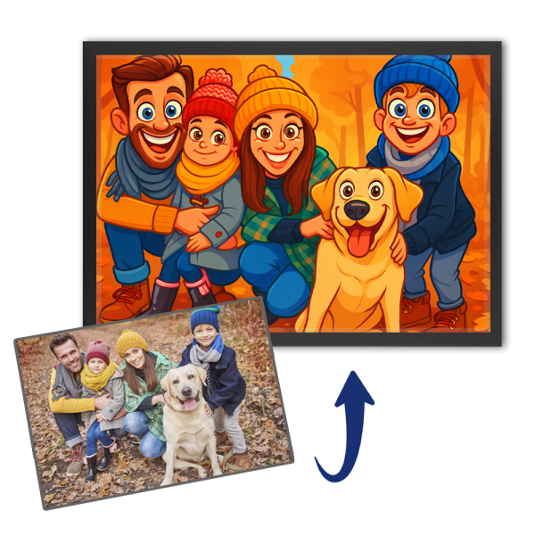 Humoristische karikatuur naar aanleiding van een foto