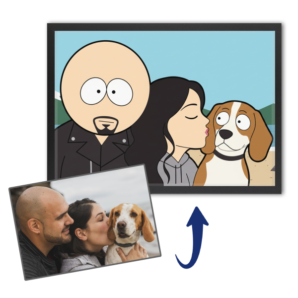 Caricatuur in eigenzinnige cartoonstijl naar een foto