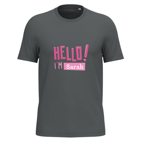 Gepersonaliseerd HELLO T-shirt biokatoen 100%