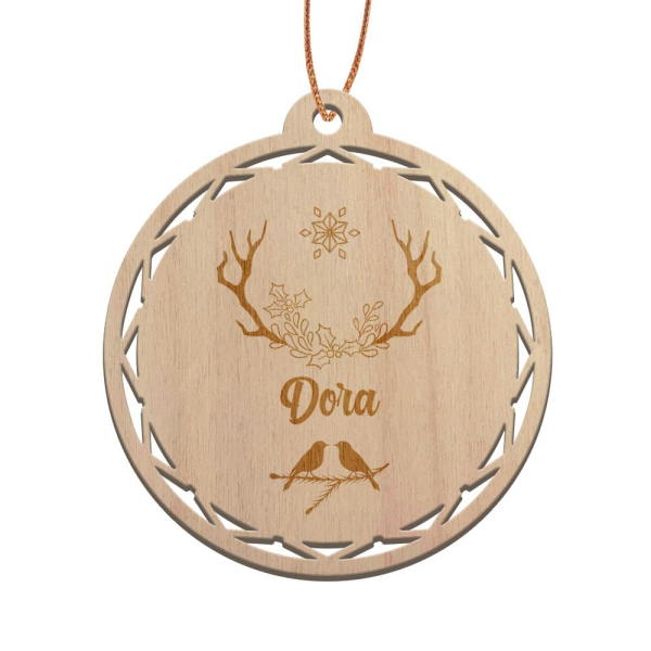 Houten gepersonaliseerde kerstbal Christmas Spirit
