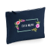Donkerblauwe toilettasje met waterverf bloemen