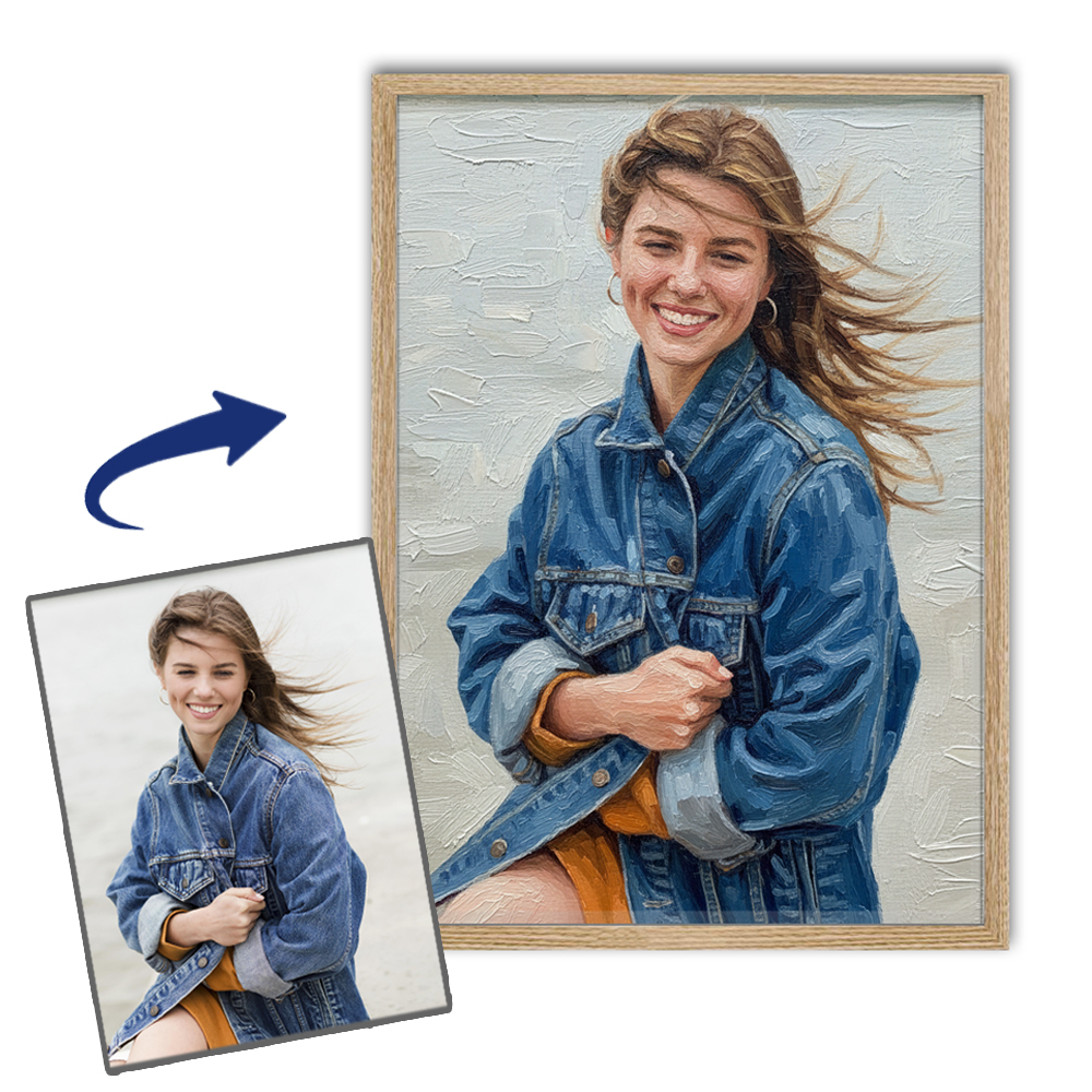 Portret in olieverfstijl van jouw foto