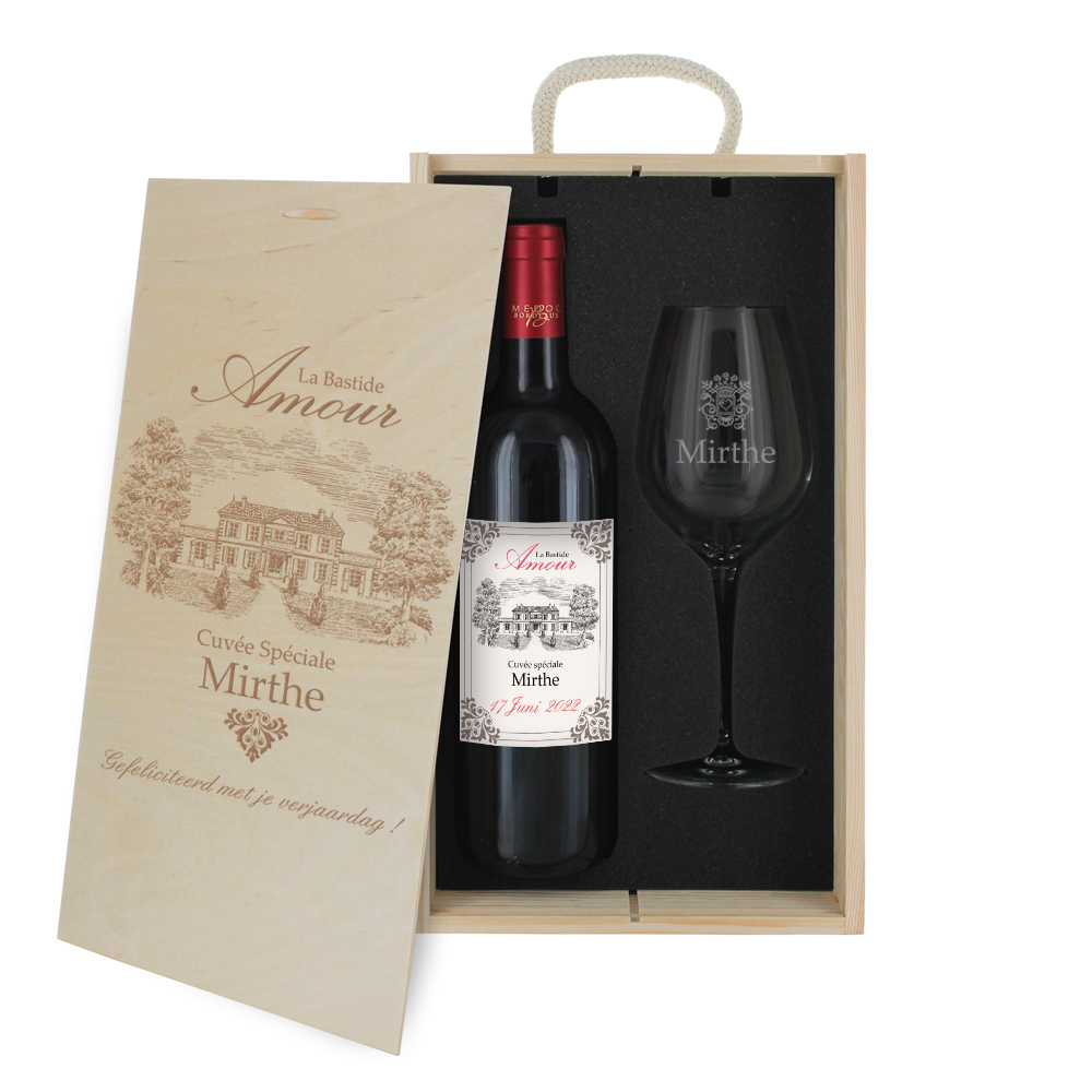 Wijnpakket Bastide Amour - fles en glas Wijnpakket Bastide Amour - fles en glas